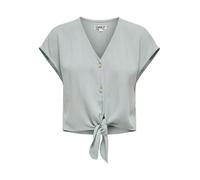 Only Kurzarmbluse ONLSIESTA SS KNOT LIN NOOS Damen M abyss – 80/20 Viskose/Leinen, V-Ausschnitt