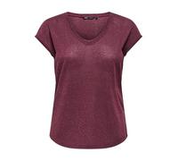 ONLY Damen Onlsilvery S/S V Neck Lurex Top JRS Noos Basic-Oberteil Mit O-Ausschnitt Und Kurzen Ärmeln Für Jugendliche Eleganz, Burgundy,S