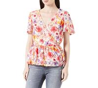 ONLY Damen Onlstar Life Fia S/S Wrap Top Ptm Bluse, Camellia Rose/AOP:Star Summer Flowers, S EU