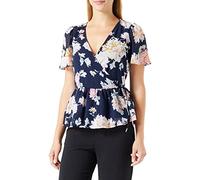 ONLY Damen Onlstar Life Fia S/S Wrap Top Ptm Bluse, Night Sky/AOP:Star Garden Flower, M EU