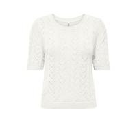 Kurzarmpullover ONLY "ONLSUNNY SS O-NECK KNT", Damen, Gr. XS, cloud dancer, Strick, Obermaterial: 55% Polyacryl, 45% Nylon, unifarben, regular fit normal, Rundhals, Pullover, Kunstfaser, regular fit, 