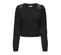 ONLY Damen Onlsuri Ls Bling Crop O-Neck PRM KNT Pullover, Black/Detail:Dark Silver, XS