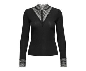 ONLY Damen Onltilde Glitter L/S Highneck Top JRS, Black, XL