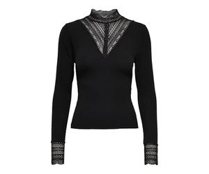 ONLY Damen Onltilde L/S High Neck Lace Top JRS Langarmshirt, Black/Detail:Black Lace, XL EU
