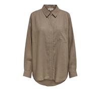 ONLY Damen Onltokyo L/S Linen Blend Shirt PNT Noos Langarmhemd Mit Normaler Passform Und Knopfverschluss 15259585 ,Brindle ,L