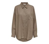 ONLY Damen Onltokyo L/S Linen Blend Shirt PNT Noos Langarmhemd Mit Normaler Passform Und Knopfverschluss 15259585 ,Brindle ,S