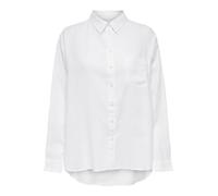 ONLY Damen Onltokyo L/S Linen Blend Shirt PNT Noos Langarmhemd Mit Normaler Passform Und Knopfverschluss 15259585,Weiß,XS