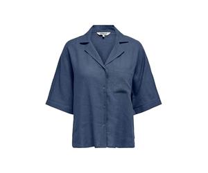 ONLY Damen Onltokyo Life Ss Linen Bl Shirt PNT Noos, Vintage Indigo, Large