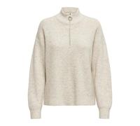 Strickpullover ONLY "ONLTOKYO SOLID L/S ZIP PULLOVER KNT NOOS" Gr. S (36), beige (pumice stone detail:melange) Damen Pullover (17898445-S) pumice stone detail:melange
