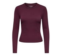 ONLY Slim Fit Langarmshirt aus Baumwoll-Mix Modell 'VAL' in Bordeaux, Größe L