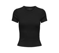 Only Damen T-Shirt ONLVAL LIFE O-Neck Top Rundhals Baumwolle einfarbig Schwarz XS