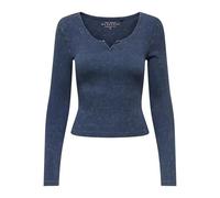 ONLY Damen Onlvalerie Life L/S V-Cut JRS Top, Vintage Indigo, Medium