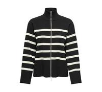 ONLY Damen ONLVALLEY LS Highneck Zip Cardigan KNT Strickjacke, Black/Stripes:Birch, S
