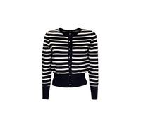 ONLY Damen Onlvalley Ls Pearl O-Neck Cardigan KNT Strickjacke, Black/Stripes:Birch, L