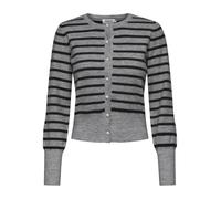ONLY Damen Onlvalley Ls Pearl O-Neck Cardigan KNT Strickjacke, Medium Grey Melange/Stripes:Black, XL