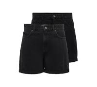 ONLY Damen ONLVEGA HW MOM DNM Shorts 2PACK, Kurze Hose, Jeansshorts, Black/Grey Denim, XL