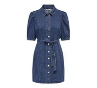 ONLY Damen Onlvibbe Ss Belt DNM Dress MBD Noos, Medium Blue Denim, L