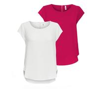ONLY Damen ONLVIC S/S SOLID 2 Pack TOP, Blusenshirt, Kurzarm, Cloud Dancer/Granita, 40