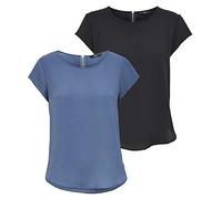 ONLY Damen ONLVIC S/S SOLID 2 Pack TOP WVN, Black/Vintage Indigo, 36