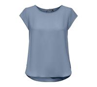 Kurzarmbluse ONLY "ONLVIC - feminines Blusenshirt in lockerer Form", Damen, Gr. 34, soft chambray, Web, Obermaterial: 97% Polyester, 3% Elasthan, unifarben, regular fit Po-bedeckend, Rundhals, Blusen,