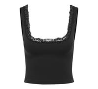 Bustier ONLY "ONLVICKY LACE SINGLET SQUARE NECK ACC", Damen, Gr. M, N-Gr, schwarz, Jersey, Obermaterial: 90% Polyamid, 10% Elasthan, unifarben, BHs Bustier, Materialmix (19230219-M) schwarz