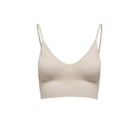 ONLY Damen Crop Shirt Top | Spaghetti Oberteil RIPP | ONLVICKY Bralette Nahtlos 2-er Pack Einfarbig, Farben:Beige, Größe:XS-S