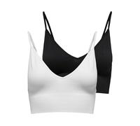 Bustier ONLY "ONLVICKY - BH-Tops mit geripptem Detail im 2er-Pack", Damen, Gr. M, N-Gr, weiß (weiß pack:schwarz, weiß), Jersey, Obermaterial: 90% Polyamid, 10% Elasthan, unifarben, Basic, BHs Bustier,