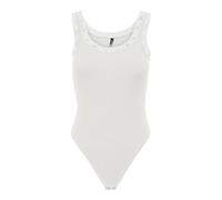 Body ONLY "ONLVINI S/L LACE BODYSUIT RS JRS", Damen, Gr. XS, N-Gr, cloud dancer, Jersey, Obermaterial: 94% Baumwolle, 6% Elasthan, unifarben, Rundhals, Bodys Body, Baumwollmischung, Spitze (79900937-X