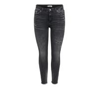 Skinny-fit-Jeans ONLY "ONLWAUW MW SK ANK RW DNM", Damen, Gr. S (36), Länge 32, washed schwarz, Denim/Jeans, Obermaterial: 83% Baumwolle, 15% Polyester, 2% Elasthan, unifarben, skinny fit knöchellang,