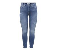 Skinny-fit-Jeans ONLY "ONLWAUW MW SK ANK RW DNM", Damen, Gr. XL (42), Länge 32, blau (medium blau denim), Denim/Jeans, Obermaterial: 83% Baumwolle, 15% Polyester, 2% Elasthan, unifarben, skinny fit kn