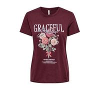 ONLY Regular Fit T-Shirt aus reiner Baumwolle 'ONLLUCY' in Bordeaux Melange, Größe S