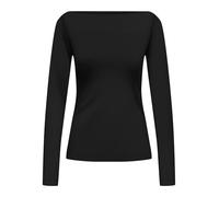 Langarmshirt ONLY "ONLKISS LIFE LS BOATNECK TOP CC JRS NOOS", Damen, Gr. XS, schwarz, Jersey, Obermaterial: 95% Baumwolle, 5% Elasthan, unifarben, regular fit, Shirts Langarmshirt (91642232-XS) schwar