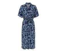 Hemdblusenkleid ONLY "ONLYASMIN S/S SHIRT DRESS WVN NOOS", Damen, Gr. S, N-Gr, serenity print:tania flower dressblau, Web, Obermaterial: 100% Viskose, bedruckt, regular fit Midi, Rundhals, Kleider (15