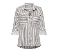 Hemdbluse ONLY "ONLYASMIN SHIRT L/S WVN NOOS", Damen, Gr. XS, falcon stripes:weiß, Web, Obermaterial: 100% Viskose, gestreift, casual, regular fit, Langarm, Blusen (43681808-XS) falcon stripes:weiß