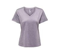 Trainingsshirt ONLY PLAY "ONPCORE LIFE VN SS REG TEE NOOS", Damen, Gr. M, gray ridge detail:melange, Single Jersey, Obermaterial: 96% Polyester, 4% Elasthan, meliert, regular fit normal, V-Ausschnitt,