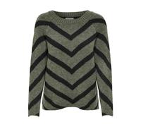 Only Strickpullover ELIZA Damen Regular Fit Streifenmuster Oliv Melange Gr. M