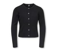 Strickjacke KIDS ONLY "KOGNATASCHA LS O-NECK CARD CP KNT NOOS", Mädchen, Gr. 110/116, schwarz, Strick, Obermaterial: 80% Viskose, 20% Nylon, unifarben, regular fit taillenbedeckt, Rundhals, Strickjack