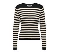 ONLY Damen Pullover Onlibi Ls Stripe Button O-Neck Cc KNT, Black/Stripes:Whitecap Gray Melange, S