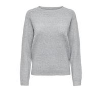 Rundhalspullover ONLY "ONLRICA LIFE L/S PULLOVER KNT NOOS", Damen, Gr. XL, grau (light grau melange), Strick, Obermaterial: 93% Polyester, 4% Nylon, 3% Elasthan, meliert, regular fit normal, Rundhals,