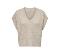 ONLY Damen Pullunder Strickpullunder ONLMELODY XS S M L XL Beige Braun V-Neck, Größe:L, Farbe:Oatmeal Melange 15249328