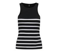 ONLY Damen Rundhals Tank-Top ohne Ärmel gestreiftes Sommer Shirt, Farben:Schwarz, Größe:L
