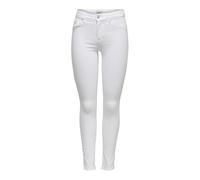 ONLY Damen Skinny Fit Jeans | Mid Waist Stretch Denim Hose | ONLBLUSH Life Röhrenjeans, Farben:Weiß, Größe:L / 30L