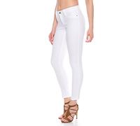 ONLY Damen Skinny Jeans Hose mit Stretch in weiß Regulare Leibhöhe, Farbe:Weiß, Weite/Länge:L/30