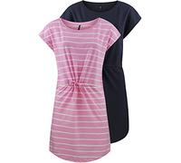 ONLY Damen Sommer Mini Kleid onlMAY S/S Dress 2er Pack Grösse XS S M L XL XXL Gestreift Schwarz 100% Baumwolle, Größe:XL, Farbe:Lilac Sachet Primo Stripe