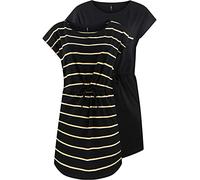 ONLY Damen Sommer Mini Kleid onlMAY S/S Dress 2er Pack Grösse XS S M L XL XXL Gestreift Schwarz 100% Baumwolle, Größe:XXL, Farbe:Black Double York Yellow