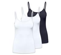 ONLY Damen Spaghetti-Top 3er Pack - ONLEA NEW SINGLET JRS, Unterhemd, Stretch 2xWeiß/Blau XL