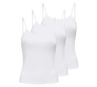 ONLY Damen Spaghetti-Top 3er Pack - ONLEA NEW SINGLET JRS, Unterhemd, Stretch L Weiß