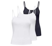 ONLY Damen Spaghetti-Top 3er Pack - ONLEA NEW SINGLET JRS, Unterhemd, Stretch 2xWeiß/Blau S