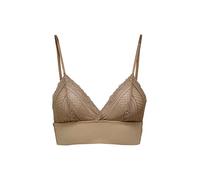 ONLY Damen Spitzen Triangel BH ohne Bügel | Lace Bralette | Spagettiträger Bustier mit Polster ONLLAURA, Farben:Braun, Größe:XS