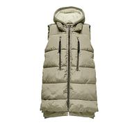 ONLY Damen Stepp-Weste OnlNora Wattiert Winter Teddyfell-Kapuze, Farbe:Hellgrau, Größe:M